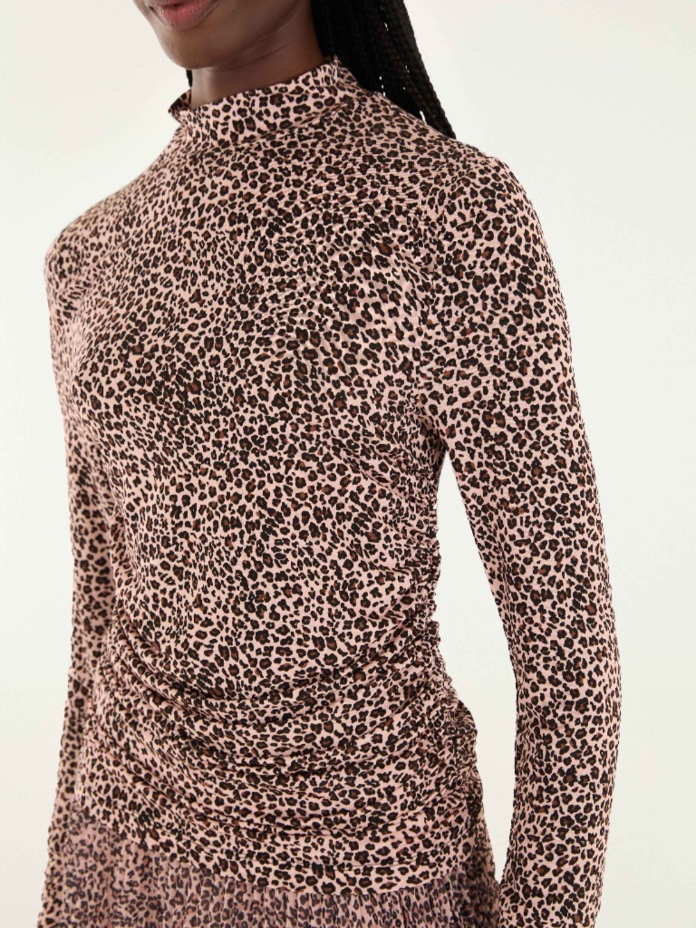 NWT Farm Rio Pink Cream Brown Baby Leopard Jersey Blouse